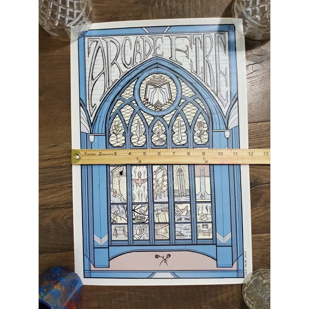Arcade Fire Screen Print Concert Poster Stained Glass 2007 Jack Dylan RARE